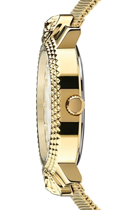 VERSUS Versace Montorgueil Crystal Index Mesh Strap Watch, 